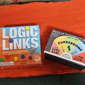 Logic Links Puzzle Game(new) and Punderdome Card Game(used)